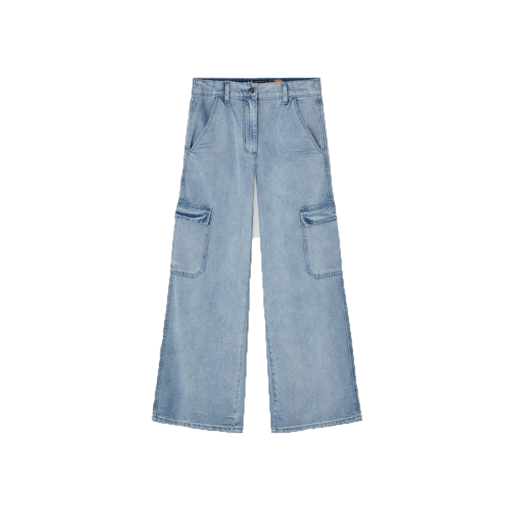 Παιδικό cargo τζιν παντελόνι LOSAN κορίτσι - ΜΠΛΕ