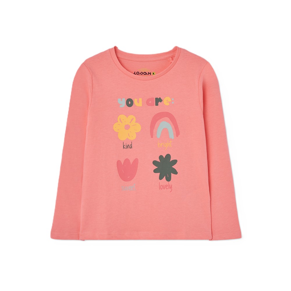 Παιδική μακρυμάνικη μπλούζα LOSAN κορίτσι - ΚΟΡΑΛΛΙ
