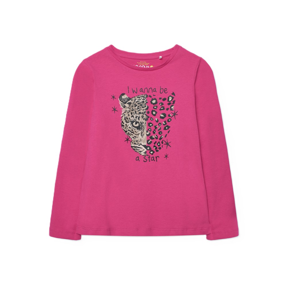 Παιδική μακρυμάνικη μπλούζα LOSAN κορίτσι - ΦΟΥΞΙΑ