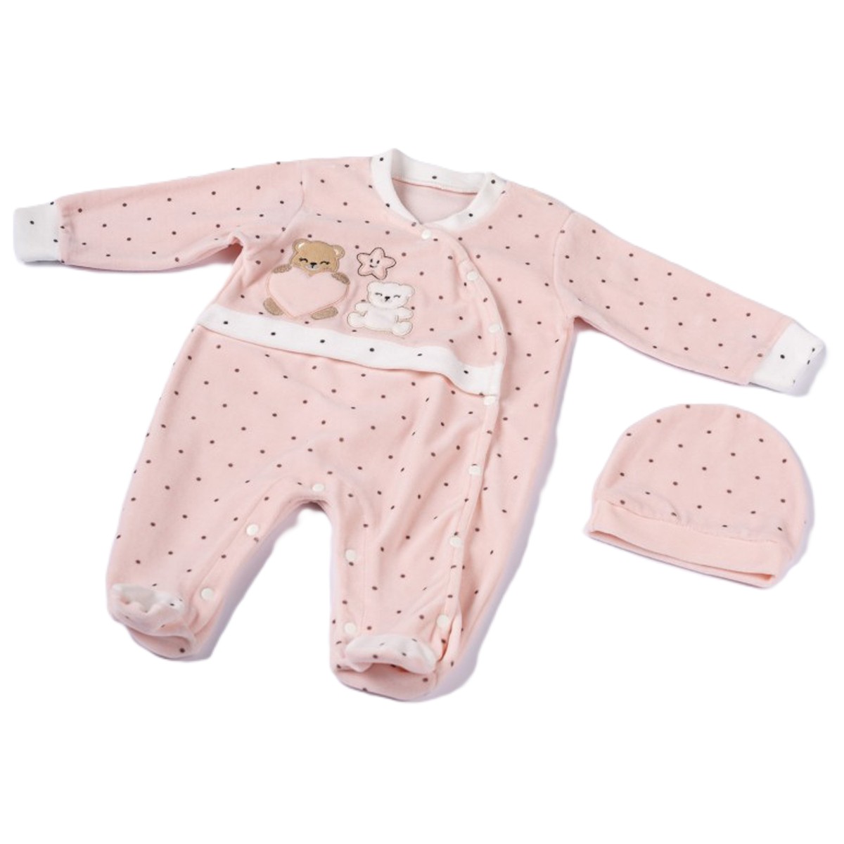 Βρεφικό βελουτέ σετ φορμάκι με σκουφάκι ΕΒΙΤΑ κορίτσι - 1