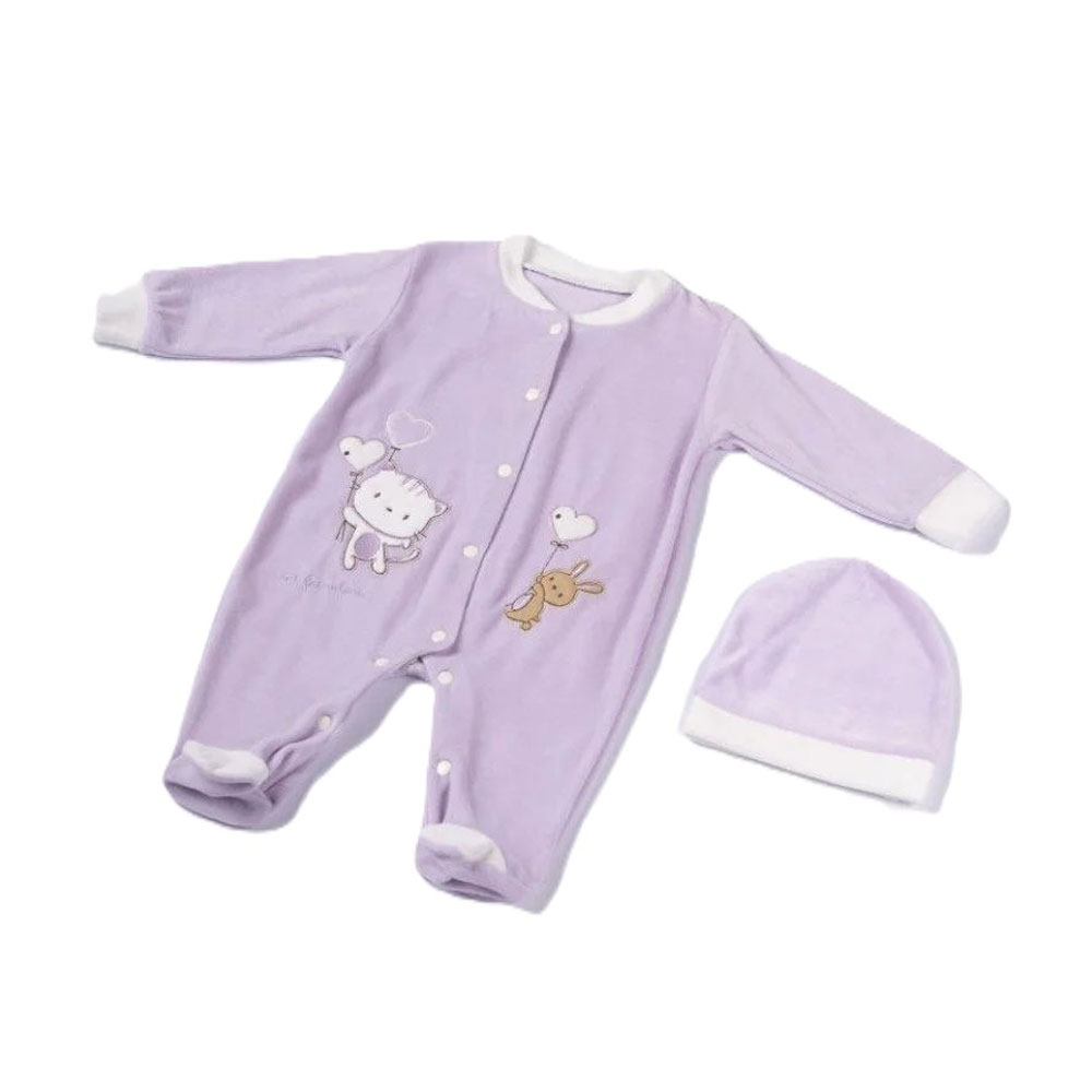 Βρεφικό φορμάκι με σκουφάκι ΕΒΙΤΑ κορίτσι - ΛΙΛΑ