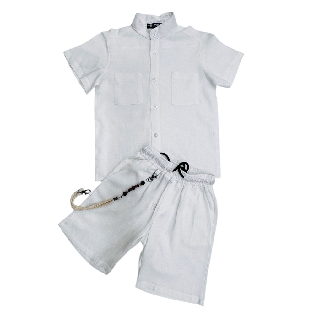 Σετ με βερμούδα F-MAN αγόρι - ΛΕΥΚΟ