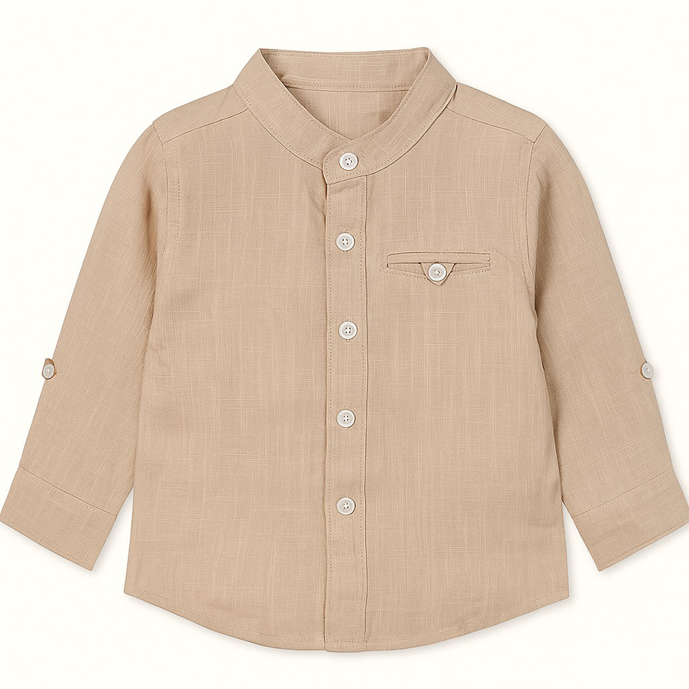 Βρεφικό λινό πουκάμισο με γιακά μαο BEST KIDS - ΜΠΕΖ