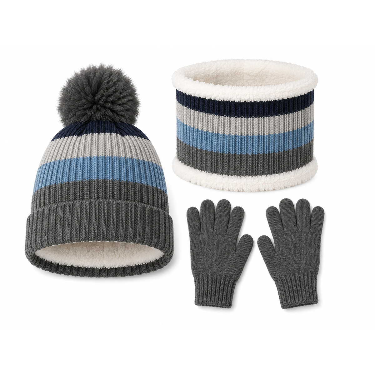 Παιδικό σετ σκούφος,γάντια και λαιμός αγόρι - ΑΝΘΡΑΚΙ