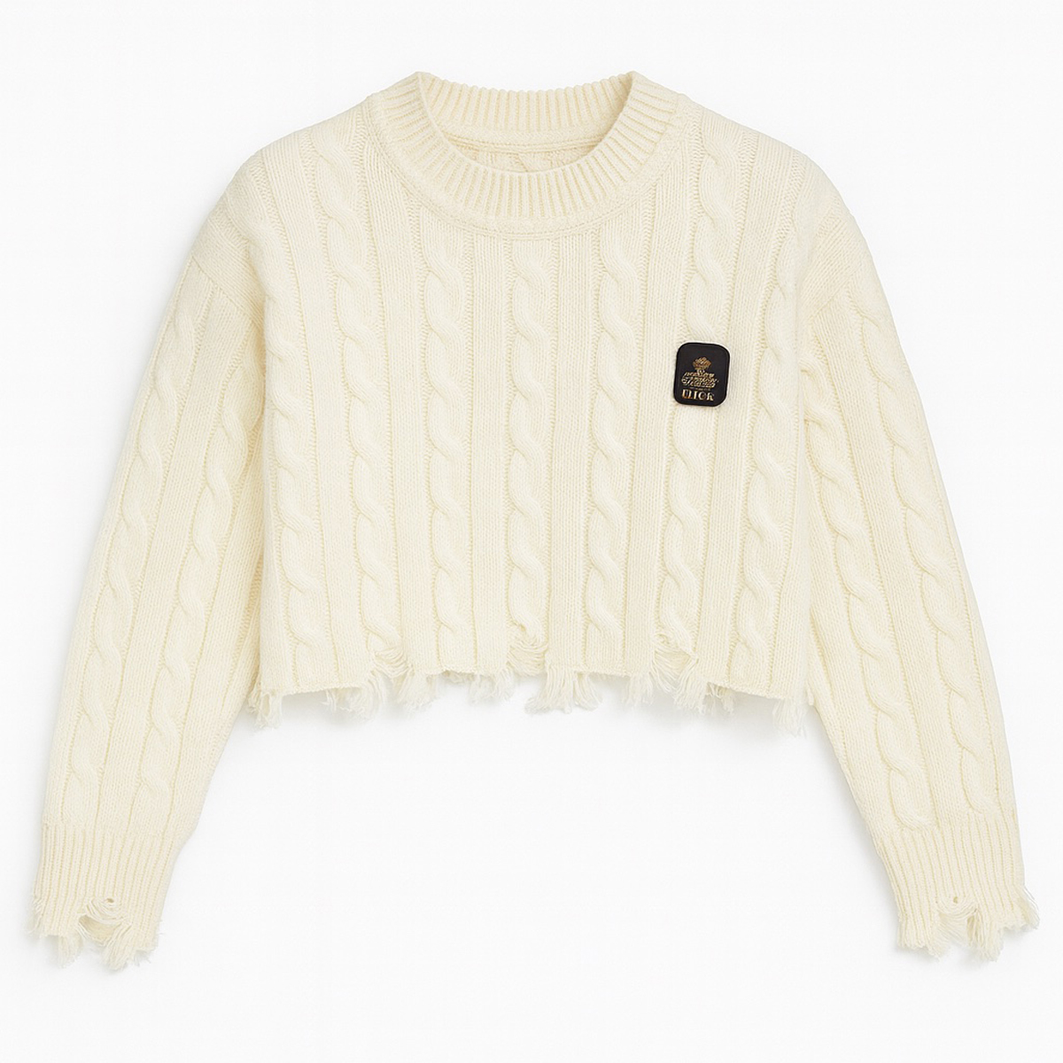 Παιδική cropped πλεκτή μπλούζα REFRIGIWEAR - OFF WHITE