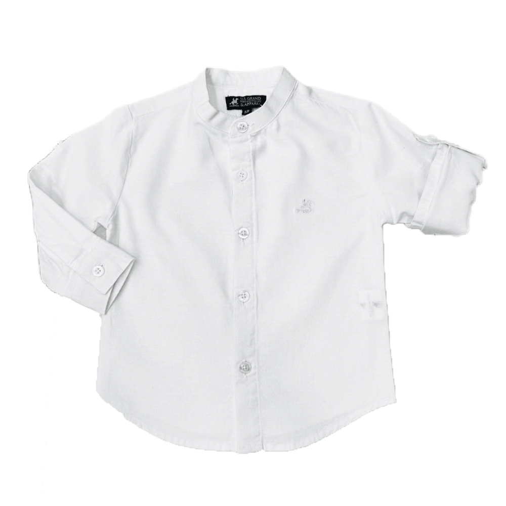 Βρεφικό λινό πουκάμισο US POLO αγόρι - ΛΕΥΚΟ