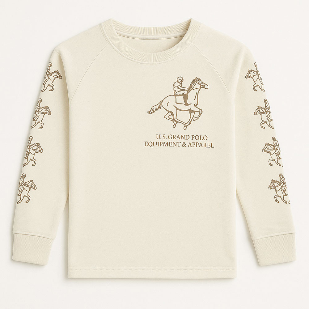 Παιδική μακρυμάνικη μπλούζα US POLO αγόρι - ΕΚΡΟΥ