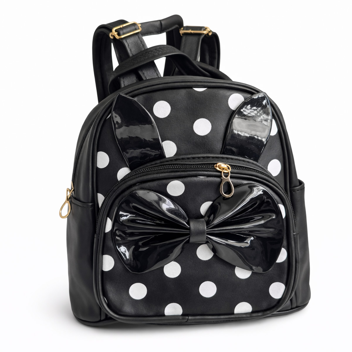 Τσαντάκι Backpack  πουά - ΜΑΥΡΟ