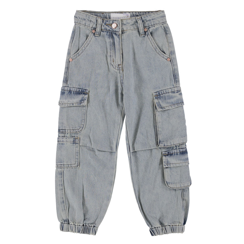 Παιδικό τζιν cargo παντελόνι TO BE TOO κορίτσι - ΜΠΛΕ