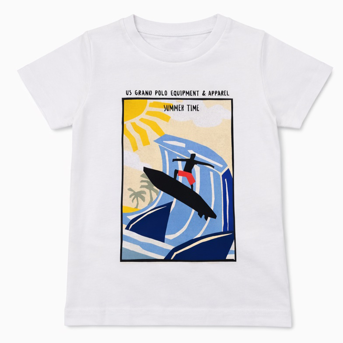 Κοντομάνικη μπλούζα για αγόρι US GRAND POLO - ΛΕΥΚΟ