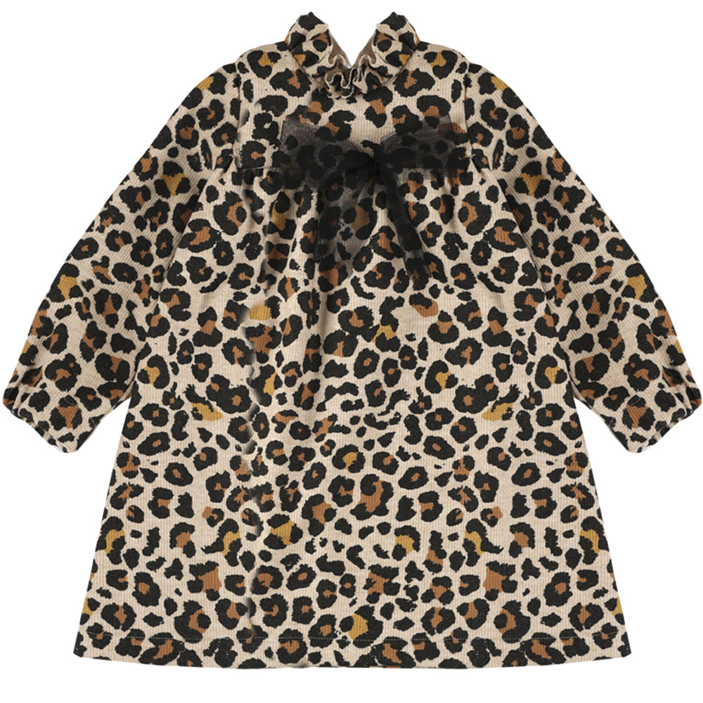 Παιδικό λεοπάρ φόρεμα Y CLU κορίτσι - ΜΠΕΖ