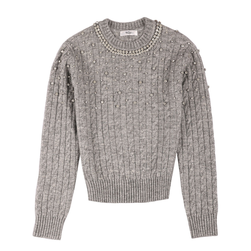 Παιδική πλεκτή μπλούζα Y CLU κορίτσι - ΓΚΡΙ