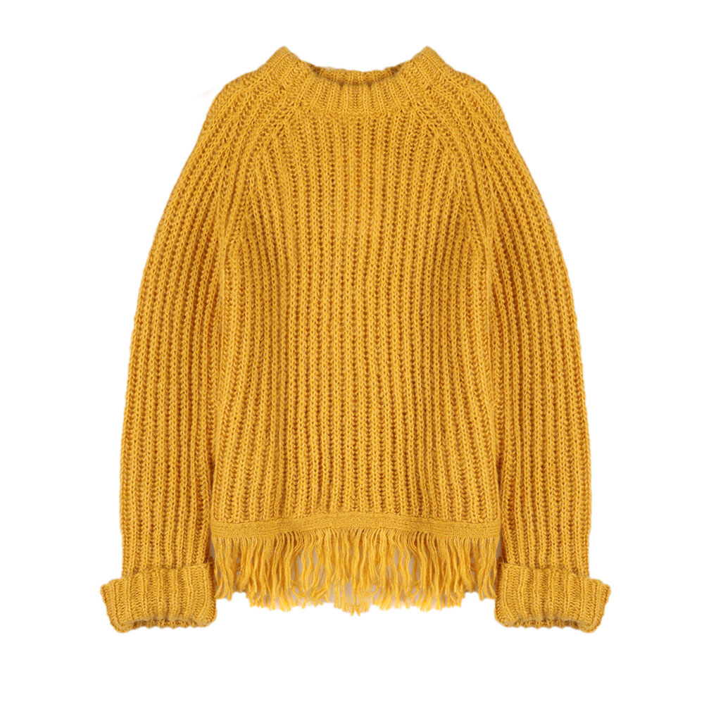 Παιδική πλεκτή μπλούζα Y CLU κορίτσι - ΜΟΥΣΤΑΡΔΙ