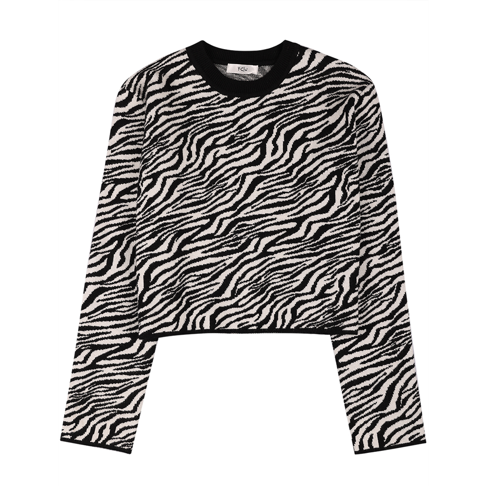 Παιδική πλεκτή μπλούζα Y CLU κορίτσι - ΛΕΥΚΟ-ΜΑΥΡΟ