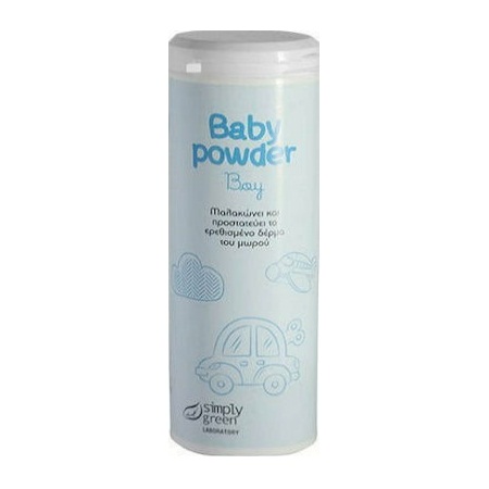 Simply Green Baby Powder Boy Βρεφική Πούδρα Για Το Ερεθισμένο Δέρμα Του Μωρού 110g - 