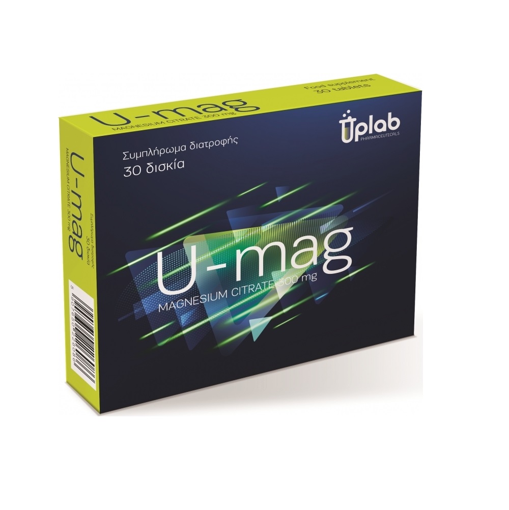 Uplab U-Mag Φόρμουλα με Μαγνήσιο 300mg για Μείωση της Κόπωσης & Φυσιολογική Κατάσταση σε Οστά & Δόντια - 