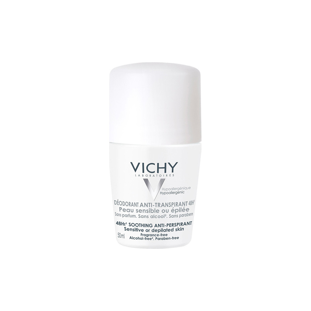 Vichy Deodorant 48hrs Skin Roll On 48ωρη Αποσμητική Φροντίδα για Ευαίσθητες ή & Αποτριχωμένες Επιδερμίδες, 50ml - 