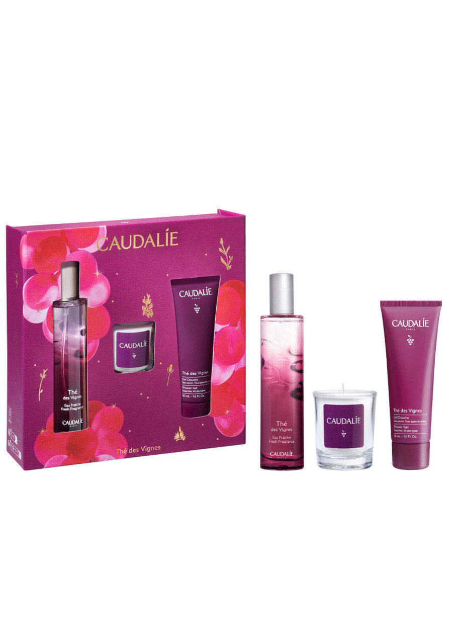 Caudalie The des Vignes Fresh Fragrance 50ml & Shower Gel 50ml & Scented Candle 35g -
