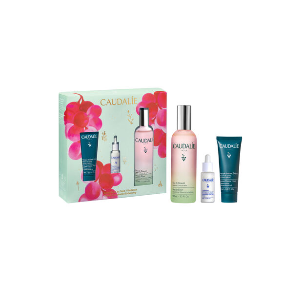 Caudalie Prep & Glow Bestsellers Trio Gift Set, Beauty Elixir 100ml & ΔΩΡΟ Ορός κατά των Κηλίδων 10ml & Μάσκα Αποτοξίνωσης 15ml -