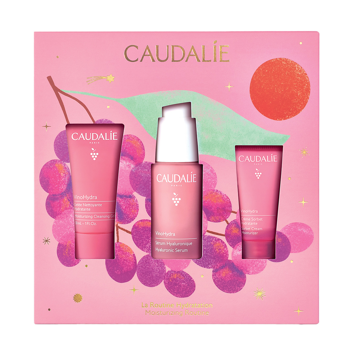 Caudalie VinoHydra Christmas Gift Set 2026 Hyaluronic Serum 30ml & Δώρο Gel Καθαρισμού 30ml + Κρέμα Sorbet 15ml, 1 Σετ - 