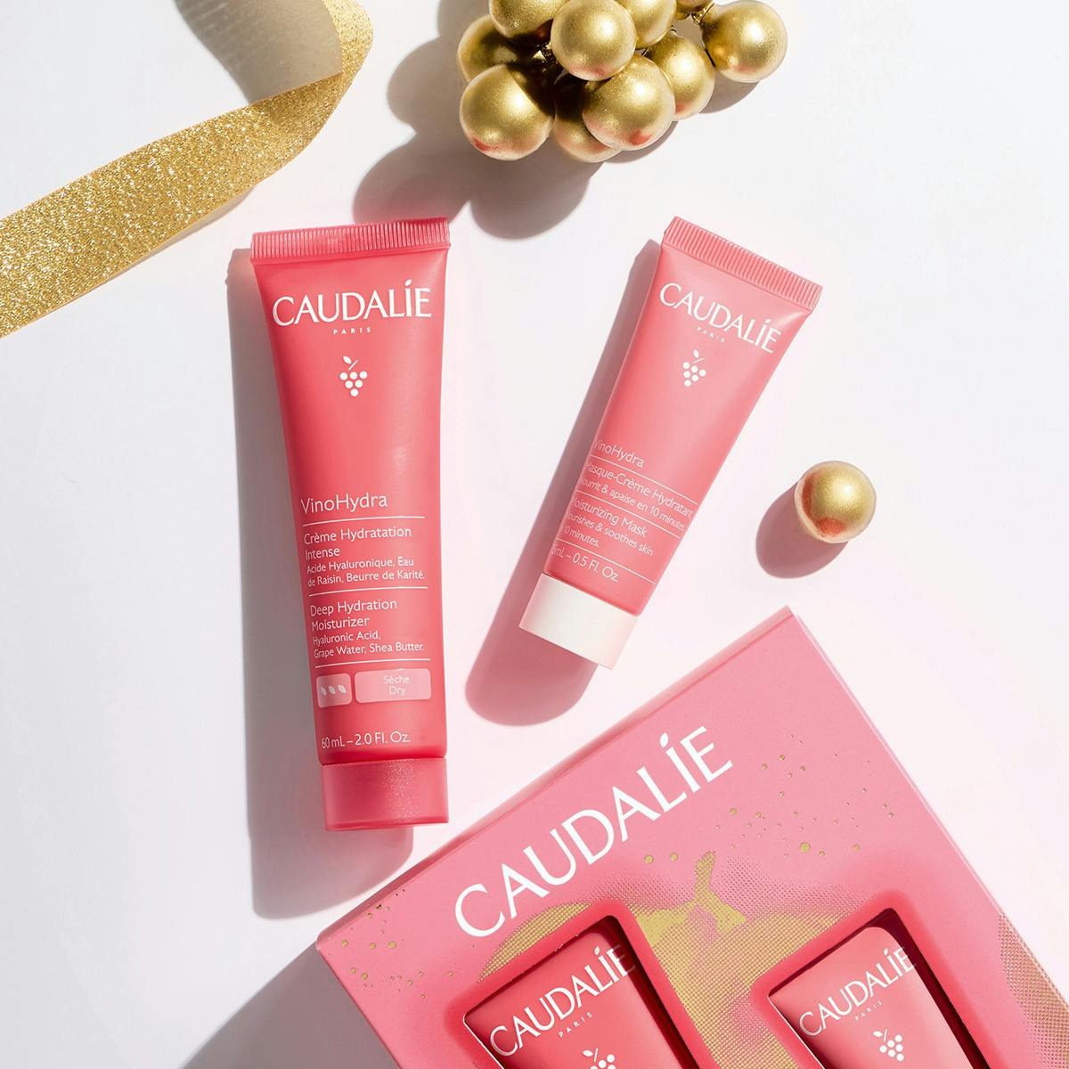 Caudalie VinoHydra Xmas Promo Deep Hydration Moisturizer Ενυδατική Κρέμα Προσώπου για Ευαίσθητες & Ξηρές Επιδερμίδες, 60ml & Δώρο Moisturizing Mask Ενυδατική Μάσκα Προσώπου, 15ml, 1σετ - 2