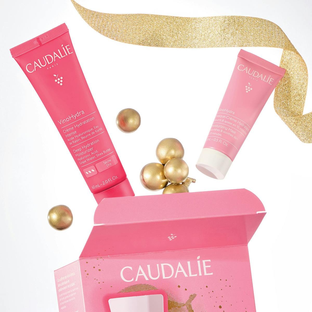 Caudalie VinoHydra Xmas Promo Deep Hydration Moisturizer Ενυδατική Κρέμα Προσώπου για Ευαίσθητες & Ξηρές Επιδερμίδες, 60ml & Δώρο Moisturizing Mask Ενυδατική Μάσκα Προσώπου, 15ml, 1σετ - 3
