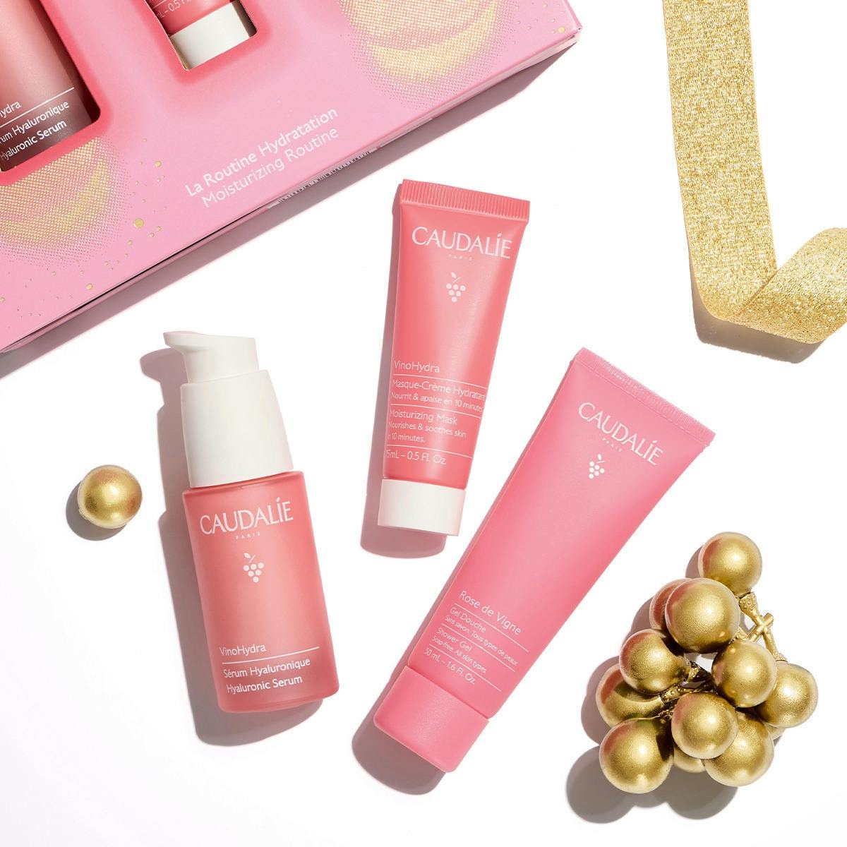 Caudalie VinoHydra X-Mas Promo Hyaluronic Serum Ενυδατικός Ορός Προσώπου με Υαλουρονικό Οξύ, 30ml & Δώρο Moisturizing Mask Ενυδατική Μάσκα Προσώπου, 15ml & Rose de Vigne Shower Gel Αφρόλουτρο Σώματος, 50ml, 1σετ - 2