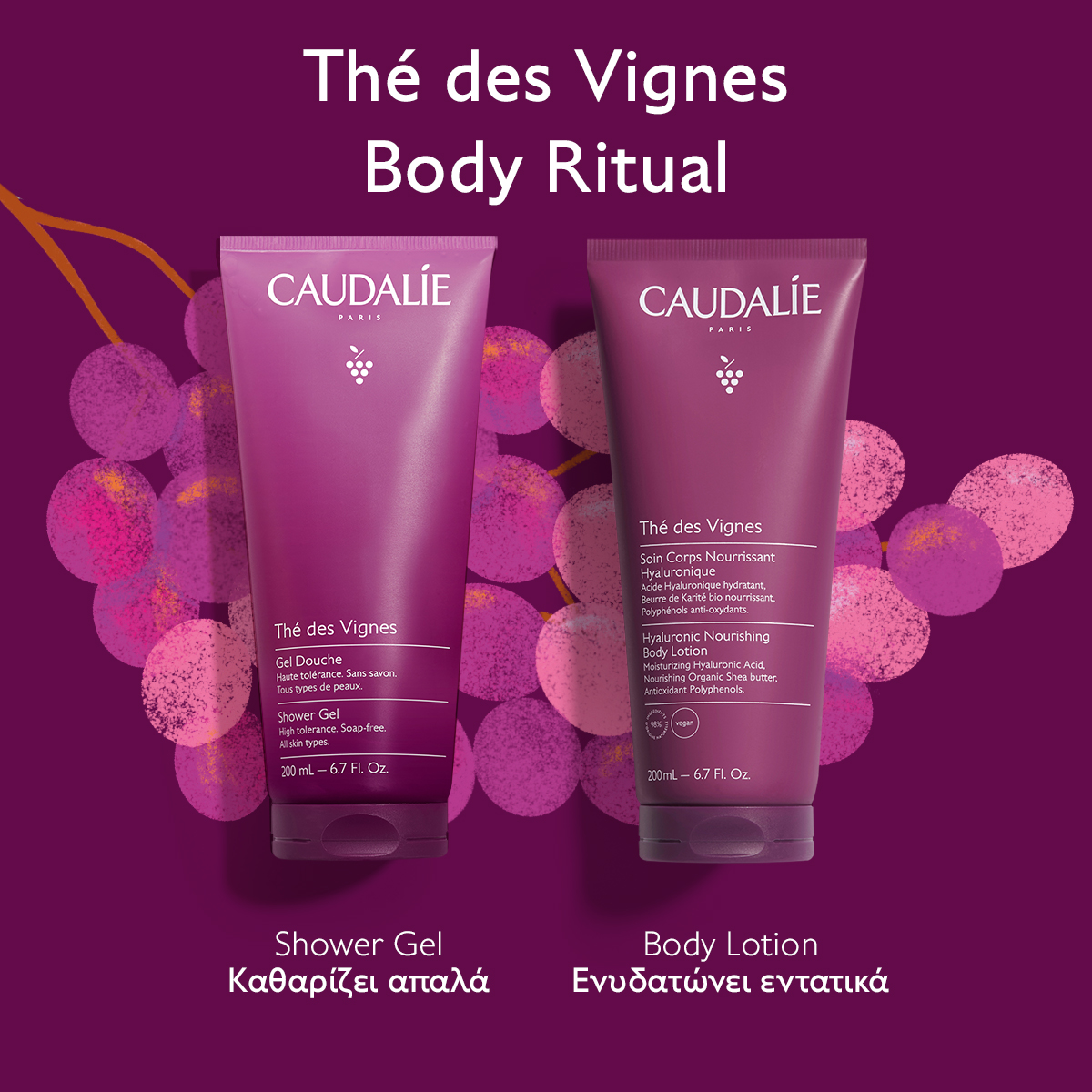 Caudalie Thé des Vignes Body Gift Set 2026 – Αφρόλουτρο 200ml & Ενυδατική Λοσιόν Σώματος 200ml - 2
