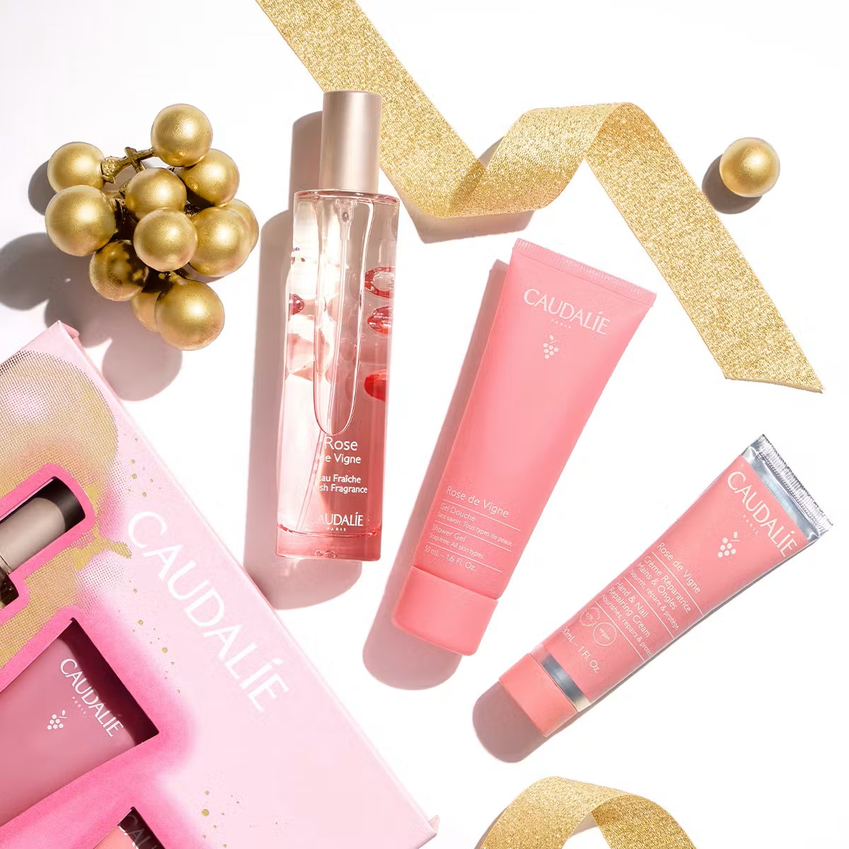Caudalie Rose de Vigne Xmas Promo Fresh Fragrance Γυναικείο Άρωμα, 50ml, Δωρό Shower Gel Αφρόλουτρο Σώματος, 50ml & Hand & Nail Repairing Cream Ενυδατική Κρέμα Χεριών & Νυχιών, 30ml, 1σετ - 3