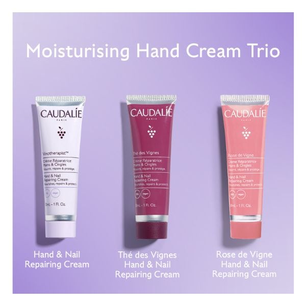Caudalie Set Moisturizing Hand Cream Trio The des Vignes Hand & Nail Repair Cream 30ml + Vinotherapist Hand & Nail Repair Cream 30ml + Rose de Vigne Hand & Nail Repair Cream 30ml - 2