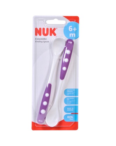 Nuk Easy Learning Εκπαιδευτικό Κουταλάκι 6m+ σε μωβ χρώμα 2τμχ - 