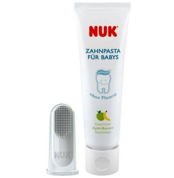 Nuk Tooth and Gum Cleanser Σετ Στοματικής Υγιεινής 3-12μηνών Γεύση Μήλο-Μπανάνα - 