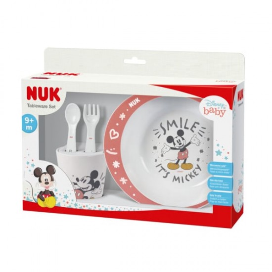 NUK Promo Disney Mickey Mouse Παιδικό Σετ Φαγητού 9m+ 4 Τεμάχια - 