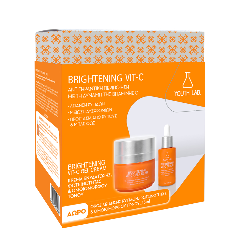 Youth Lab. Promo Brightening Vit-C Σετ Περιποίησης με Brightening Vit-C Κρέμα-Gel για Ενυδάτωση, Φωτεινότητα & Ομοιόμορφο Τόνο, 50ml & Δώρο Brightening Vit-C Ορός για Λείανση Ρυτίδων, Φωτεινότητα & Ομοιόμορφο Τόνο, 15ml, 1σετ - 