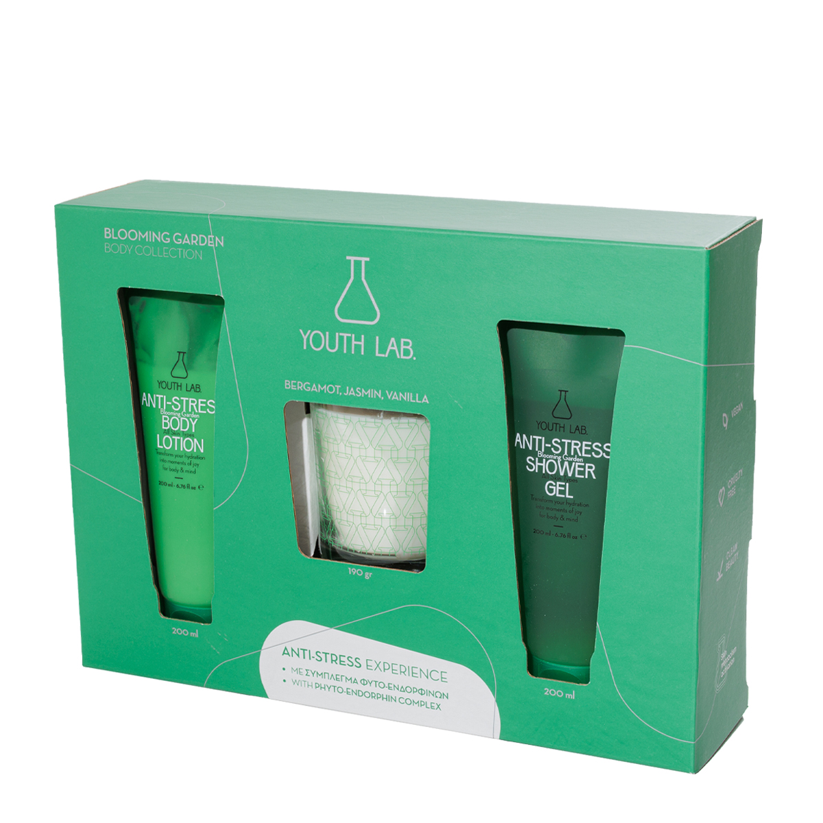 Youth Lab. Blooming Garden Body Lotion, 200ml & Shower Gel, 200ml & Candle, 190g - 