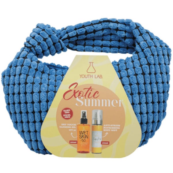 Youth Lab. Promo Exotic Summer Set Wet Skin Sun Protection Dry Touch Tanning Oil Αντηλιακό Ξηρό Λάδι SPF50, 200ml & Body Mist Anti-Stress Exotic Sunrise Σπρέι Σώματος & Μαλλιών, 100ml & Tσαντάκι, 1τμχ, 1σετ - 