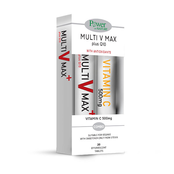Power Health Promo Multi V Max Plus Q10, 20eff.tabs & Δώρο Vitamin C 500mg, 20eff.tabs, 1σετ - 