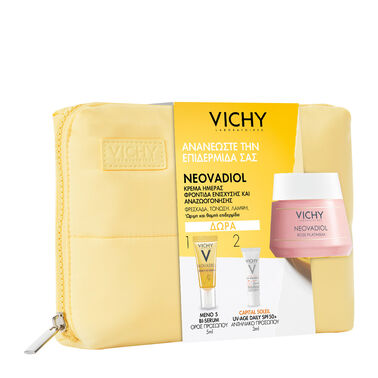 Vichy PROMO PACK Neovadiol Rose Platinum Αντιρυτιδική Κρέμα 50ml, Meno 5 Bi-Serum 5ml, Capital Soleil SPF50+ 3ml & Τσαντάκι 1τμχ. - 