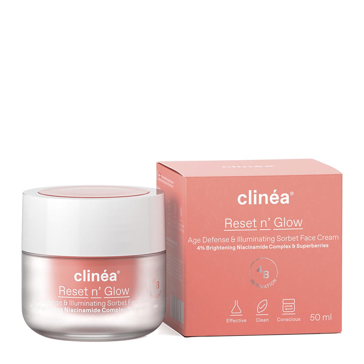 Clinea Reset n' Glow Sorbet Κρέμα Προσώπου Αντιγήρανσης & Λάμψης, 50ml - 