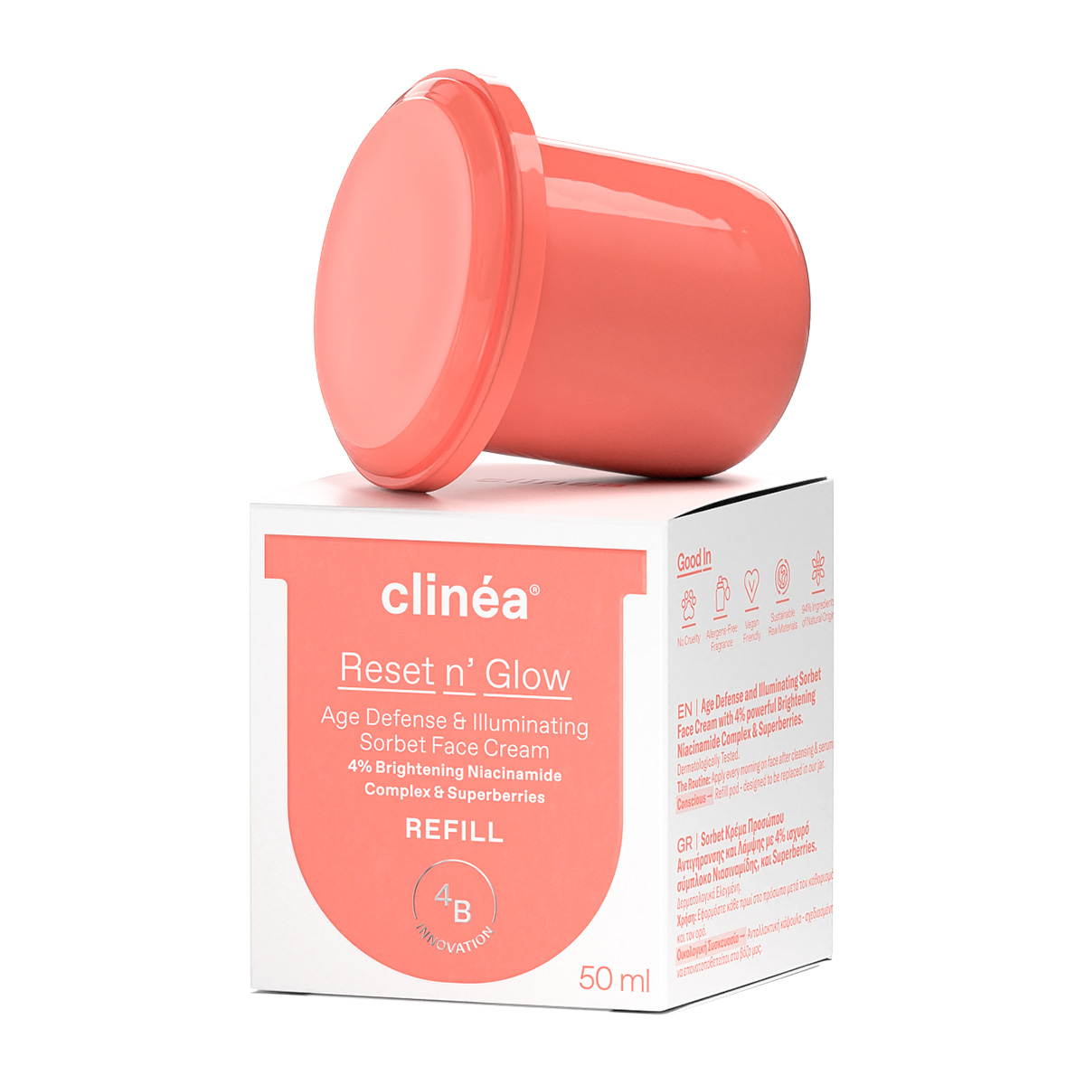 Clinea Reset n' Glow Sorbet Refill Κρέμα Προσώπου Αντιγήρανσης & Λάμψης, 50ml - 