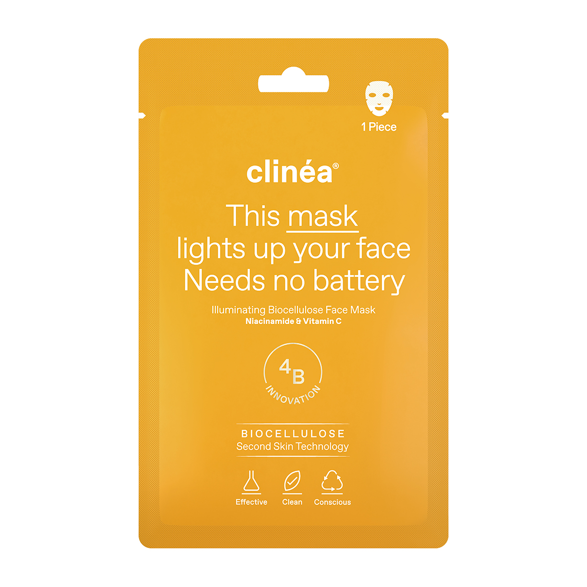 Clinea Illuminating Biocellulose Face Mask Μάσκα Προσώπου για Λάμψη, 1τεμ - 
