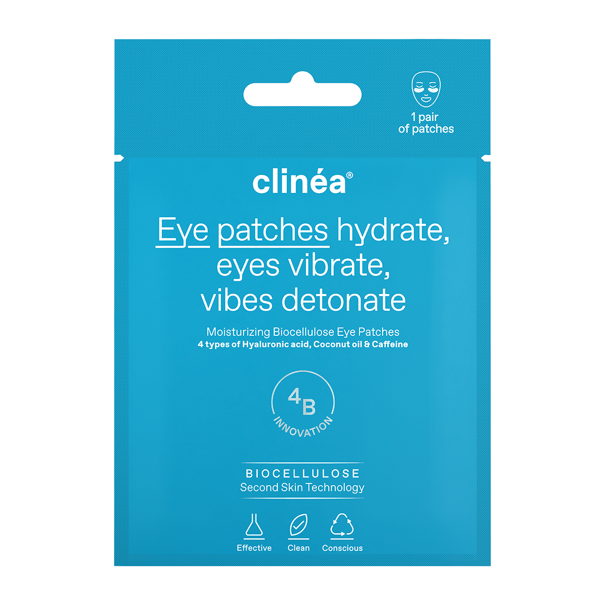 Clinea Moisturizing Biocellulose Eye Patches για Ενυδάτωση Ματιών, 1ζευγάρι - 