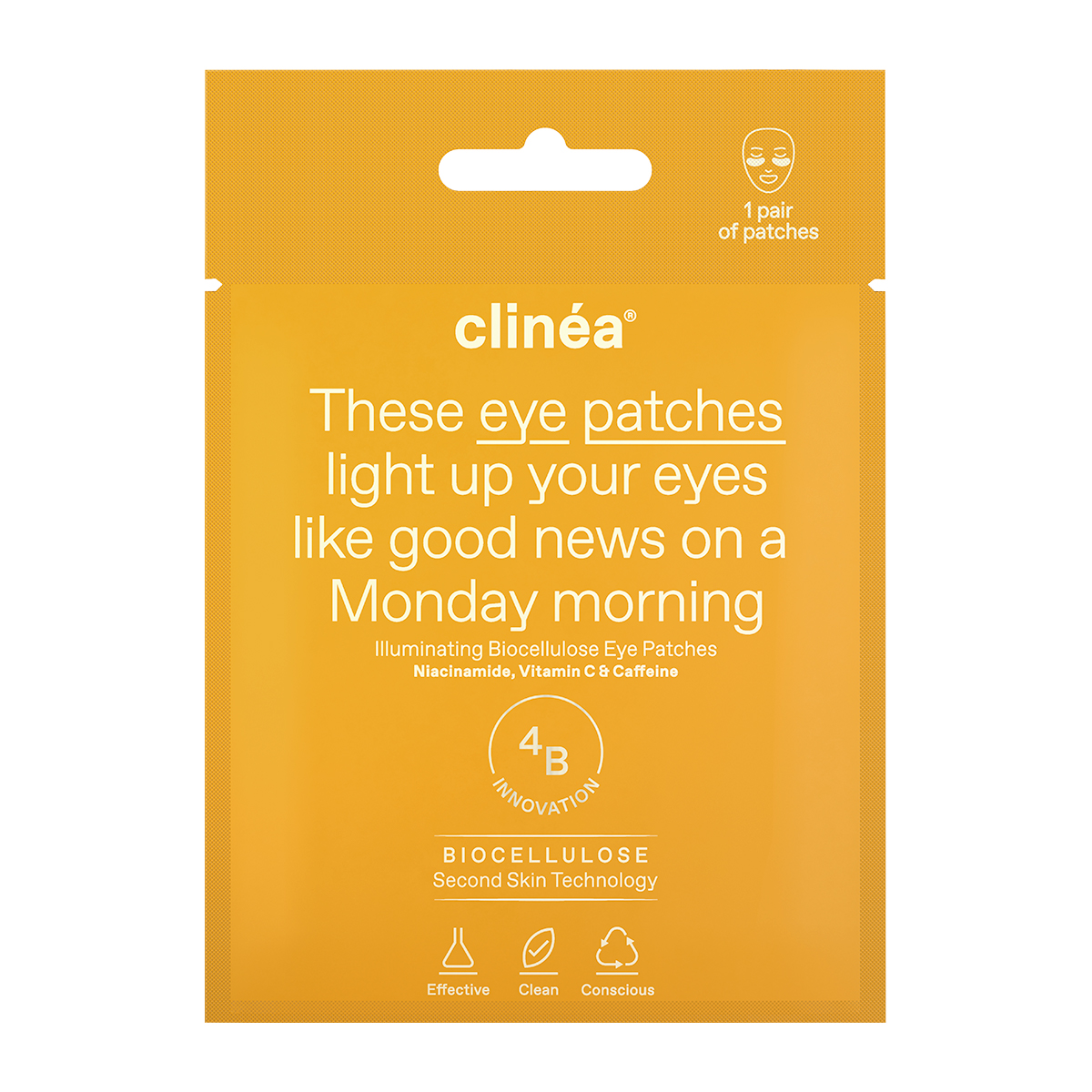 Clinea Illuminating Biocellulose Eye Patches Ματιών για Λάμψη, 1ζευγάρι - 