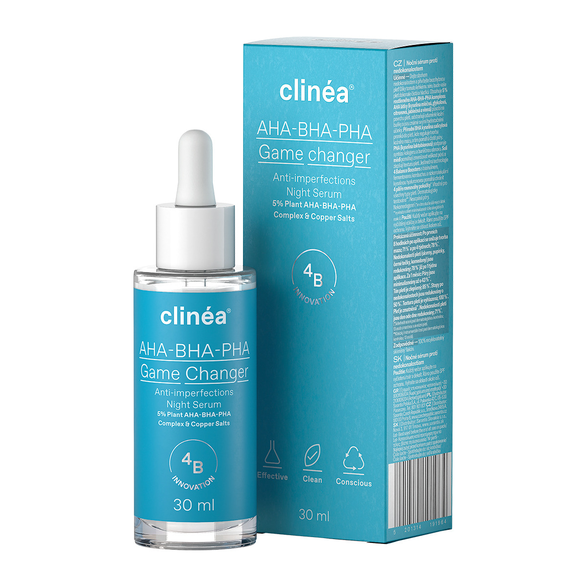 Clinea AHA - BHA - PHA Game Changer Ορός Νυκτός κατά των Ατελειών, 30ml - 