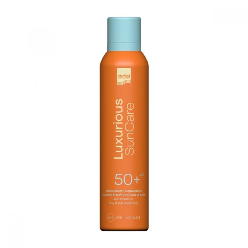 Intermed Luxurious Suncare Antioxidant Sunscreen Invisible Spray SPF 50+ Αντηλιακό Σπρέι για Πρόσωπο & Σώμα, 200ml - 