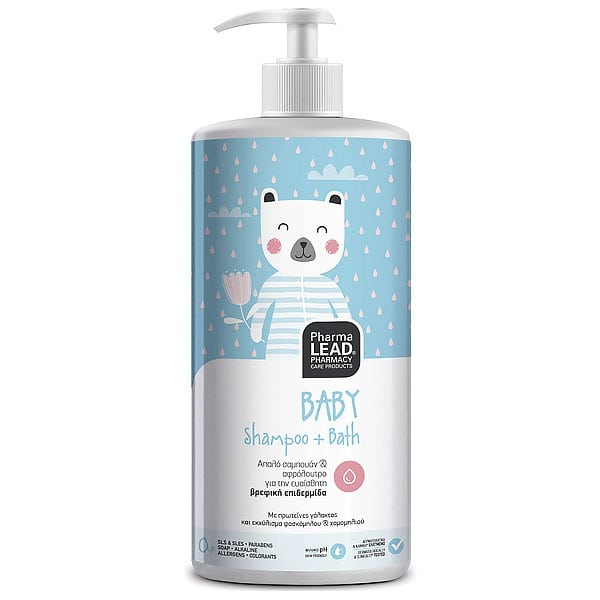 Pharmalead Baby Shampoo & Bath Απαλό Βρεφικό Σαμπουάν & Αφρόλουτρο για την Ευαίσθητη Βρεφική Επιδερμίδα, 1L - 