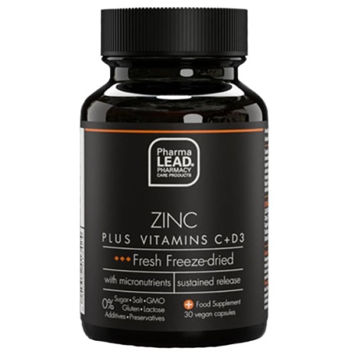Pharmalead Zinc Plus Vitamin C & D3 Freeze-Dried Nutrients Fresh, 30caps - 