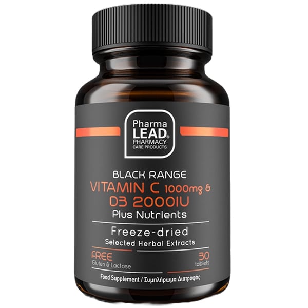 Pharmalead Black Range Vitamin C 1000mg & D3 2000IU Plus Nutrients, 30tabs - 