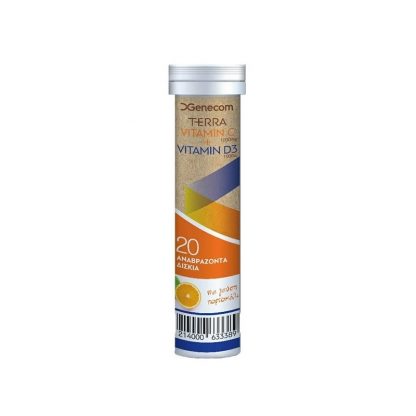 Terra Vitamin C 1000mg & Vitamin D3 1000IU Orange Flavour 20 Aναβράζοντα Δισκία -