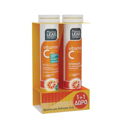 PharmaLead Promo 1+1 Vitamin C Plus Πορτοκάλι 1500mg 20 αναβράζοντα δισκία & Vitamin C 1000mg 20 αναβράζοντα δισκία - 